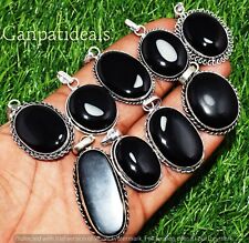 Black Onyx Gemstone Pendant Lot 925 Silver Plated Wholesale Jewelry