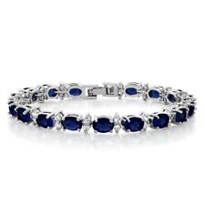 Gorgeous Oval And Round Blue Cubic Zirconia Cz Tennis Bracelet Jewelry Gift