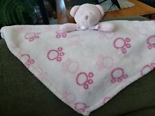 Baby Gear 15 x 15" Teddy Bear - Foot Prints Pink Lovey security blanket "