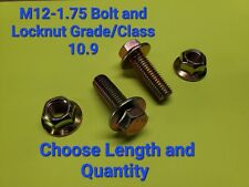 M12-1.75 x (CHOOSE LENGTH & QTY) Class 10.9 Flange Bolts & Lock Nuts Yellow Zinc - Williamsport - US