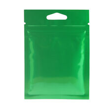 100x Gloss Shiny Green Foil Mylar Zip Lock Bags w/ Hang Hole 8x11cm 3x4.25in