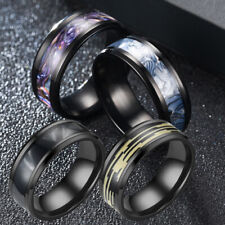 Titanium Stainless Steel Ring 8mm Mixed Shell Band Rings Men Women Jewelry 6-13