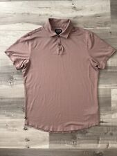 Men’s Cuts Clothing COZ Pima Cotton Polo Shirt Slim Fit Curve Hem Mauve Pink M