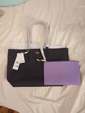 Lacoste Women's Anna Reversible Two-Tone Tote Bag Blue/Purple Designer Purse/Bag