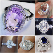 Women Cubic Zircon Ring Romantic 925 Silver Filled Girls Wedding Jewelry Sz 6-10