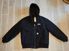 Vintage Carhartt Jacket Black Quilt Lined Full Zip Mens Large Distressed Work