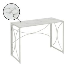 Convenience Concepts Nova Folding Desk in White Faux Marble Wood and Metal Frame - Toronto - Canada