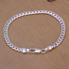 Pretty 925 Silver Fashion 5MM snake chain Bracelet jewelry women men wedding