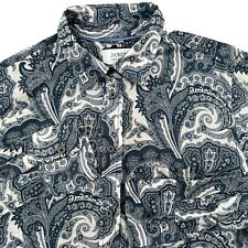 J Crew Collection Shirt Womens Size 2 Button Up Blouse Blue Paisley Long Sleeve