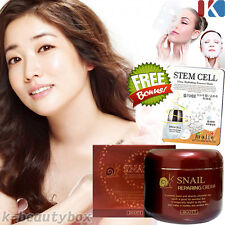 Snail Cream 100g + Stem Cell Facial Mask Sheet Anti-Aging Acne-Blemish Treatment