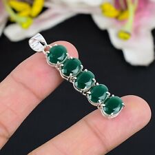 Green Onyx Gemstone Pendant Handmade 925 Sterling Silver Pendant Jewelry