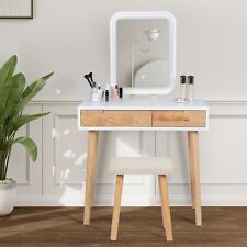 Makeup table hairdressing table cosmetic table dresser lighting mirror stool white