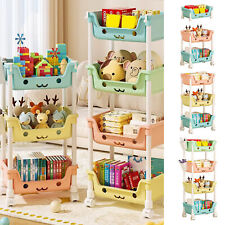 Kids Toy and Book Organizer Multi-tier Rack with Wheels Toys Organizer Playroom - Dayton - US