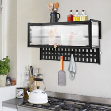 90° Flip-Up Glass Door Wall Cabinet, Hanging Kitchen Wall Cabinet Organizer - Toronto - Canada