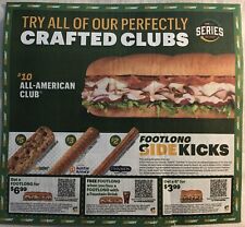 14 SUBWAY COUPONS. 1 SHEET. NEW - Exp. 8/8/24. Crafted Club! Refuel. Refresh.