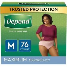 Depend Fit-Flex Incontinence Medium Underwear - 76 Count. Brand New