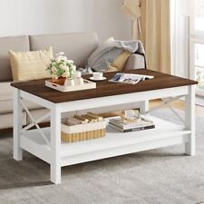 Coffee Table for Living Room,Modern Farmhouse Coffee Table Brown and White - Miami - US