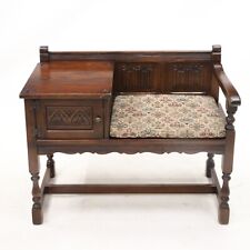 Old Charm Telephone Table/Seat Solid Oak Frame In Tudor Brown FREE UK Delivery