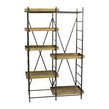 Rustic Metal Ladder Shelving Unit Six Adjustable Wooden Tray Shelves Minimalist - Toronto - Canada