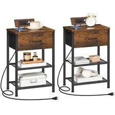 Nightstand Set of 2 with Charging Station, End Tables with USB Ports & Outlet... - Eugene - US