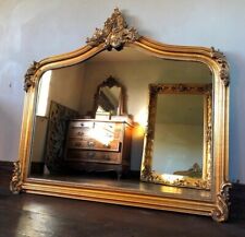 Statement French Arch Fireplace Gilt Ornate Swept Large Antique Gold Wall Mirror