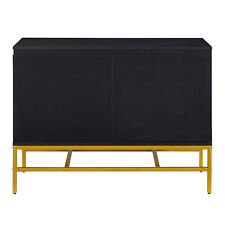 Minimalist Luxury Rectangular Cabinet Two Door Sideboard Gold Metal Legs Black - Mumbai - India