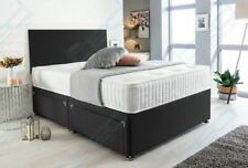 Charcoal Suede Divan Bed & Memory Foam Sprung Mattress