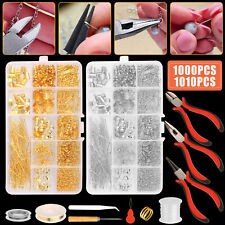 1010PCS Earring Jewelry Making Kit Pliers Repair Tool Craft Supplies Starter Set