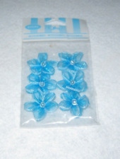 Offray - Floral Accessories - Blue Flower with bead accent - New - Package of 6