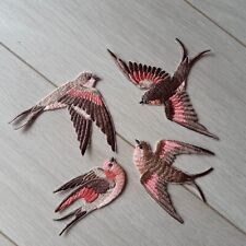 Swallows birds 4 pcs sew on embroidered patches set