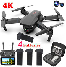 4k HD Wide Angle Dual Camera Rc Drone Foldable FPV WiFi Quadcopter + 4 Batteries