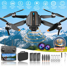 Brushless RC Drone w/ 4K HD Dual Camera WiFi FPV Foldable Quadcopter +3 Battery