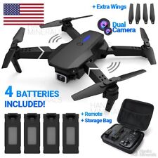 Drone 2024 4K HD Dual Camera WiFi FPV RC Foldable Quadcopter + 4 Batteries