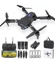 Mini Drone with Camera HD 1080P Foldable Quadcopter with 3 Batteries - black