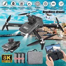 RC Drone w/ 8K HD Brushless Dual Camera WiFi FPV Foldable Drones +3 Batteries US