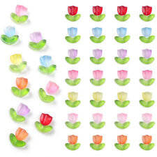 10Pcs Tulip flowers glass beads DIY Jewelry Making earrings bracelet accessories