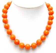 14-15mm Round Natural Orange Coral Necklace for Women Jewelry 17'' Chokers