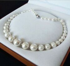 GENUINE 6-14MM WHITE SOUTH SEA SHELL PEARL ROUND BEADS NECKLACE JEWELRY 18''