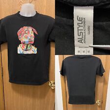 alstyle apparel activewear mens t shirt M Black Tupac Shakur Multicolored Print