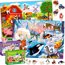 QUOKKA 36 Piece Floor Jigsaw Puzzles for Kids | Polar, Farm & Safari Animals - Wilmington - US