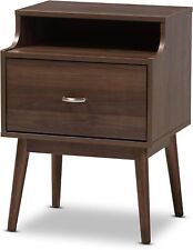 Baxton Studio Sharon Mid-Century Modern Walnut Brown Finished Nightstand - Franklin - US