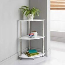 White 3 Tier Corner Shelf Home Office Living room Side End Table Storage Rack