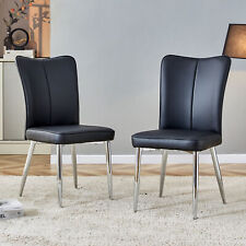 Modern Minimalist Black PU Leather Dining Chairs with Curved Backrest - Ontario - US