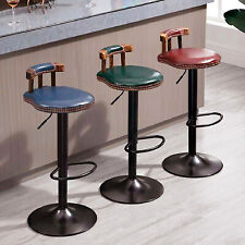 Bar Chair Set of 2 Bar Stool with Back Leather Bar Chairs Height Adjustable Retro