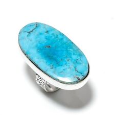 Natural Tibetan Turquoise Gemstone 925 Sterling Silver Gift Ring Size 8 Gift z51