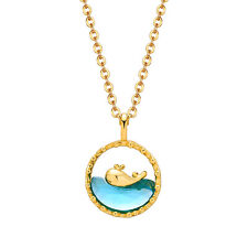 18K Gold Delicate CZ Fish Whale Pendant Choker Necklaces Chain Fashion Jewelry