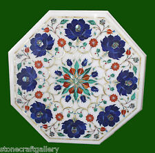 12 Marble Corner side Table Top Lapis Inlay Handmade Work Home Decor"