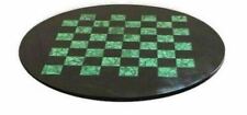 12'' black Marble Chess Table Top Pietra Dura Inlay malachite Children Game p26