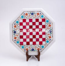 18 Marble Chess Table Top Semi Precious stones Inlay Handmade"