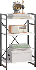 Bookshelf Organizer,3 Tiers Adjustable White Faux Marble Small Bookcase for Smal - Bon Air - US